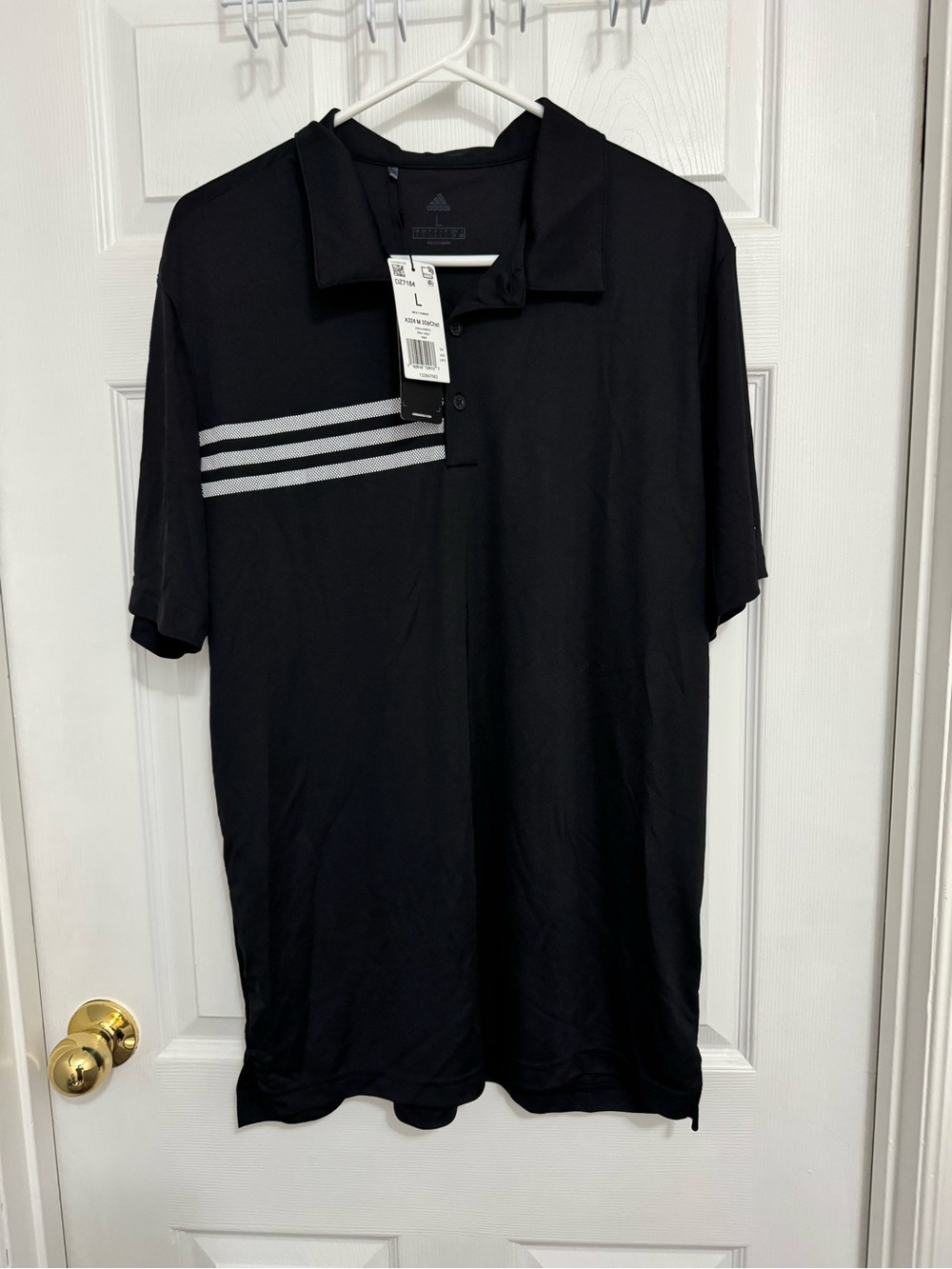 adidas Black Polo with Silver Stripes